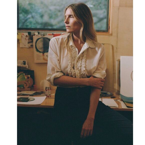 Nili Lotan Nathael Shirt Tunic Top Buttondown Ruffle Cotton Ivory M NEW 283764 - Picture 2 of 10